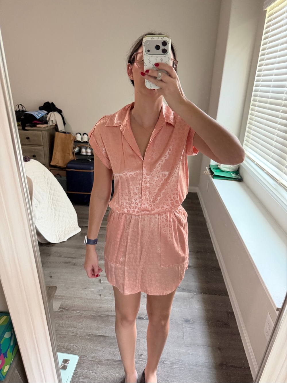 Joie peach leopard print dress